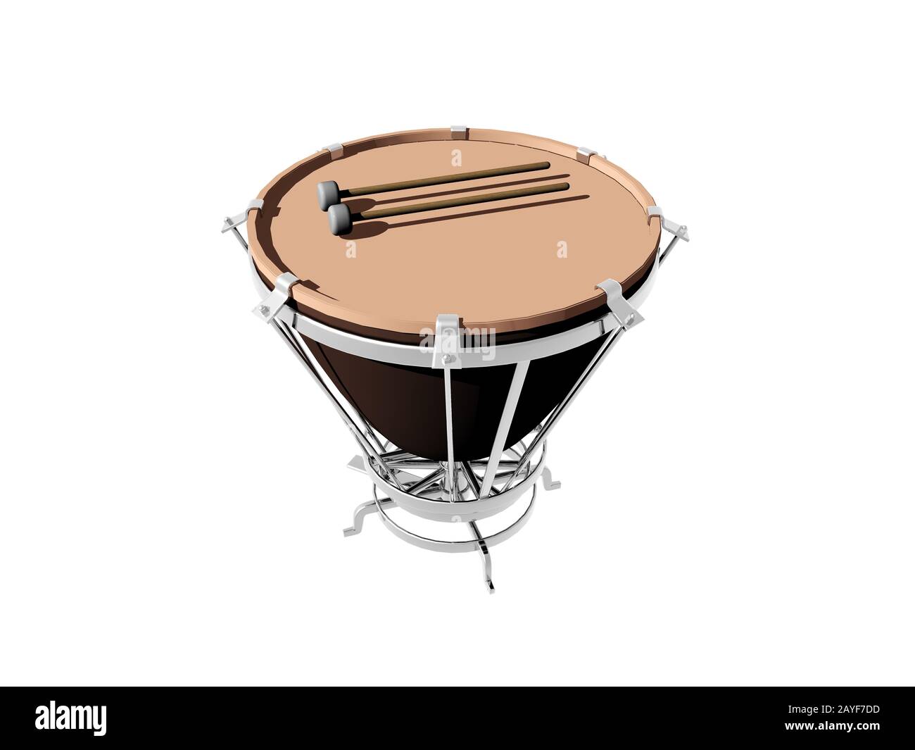 Timpani with fur and mallet Stock Photo