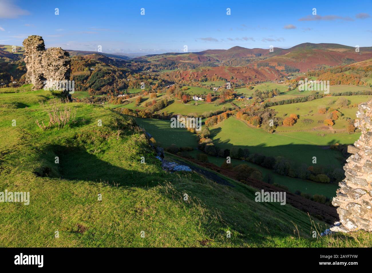 Castell Dinas Bran on the Panorama Walk near Lllangollen in North Wales. Stock Photo