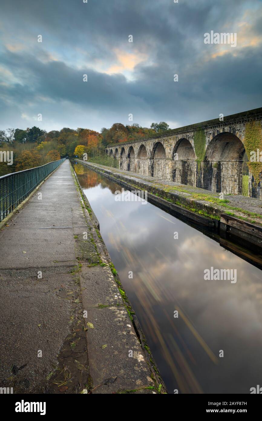 The Chirk Aqueduct and viaduct in Denbighshire, Wales. Stock Photo
