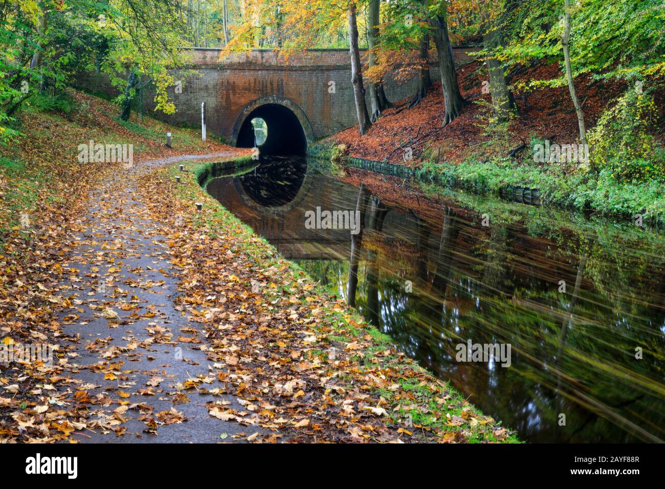 The Llangollen Canal, and the A5 road bridge near Chirk in Denbighshire
