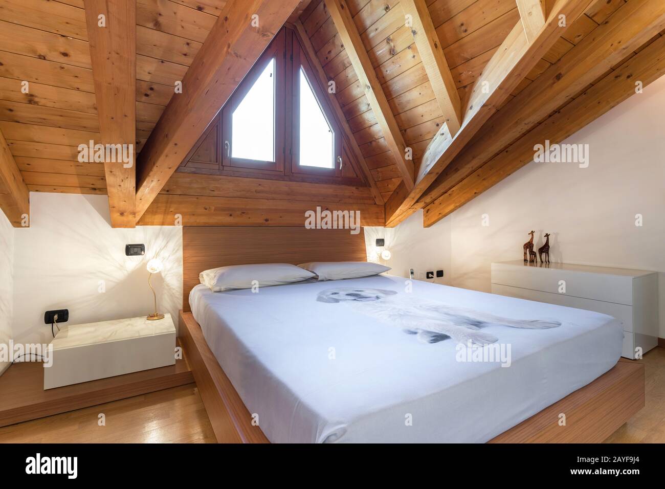 Cozy italian style bedroom Stock Photo