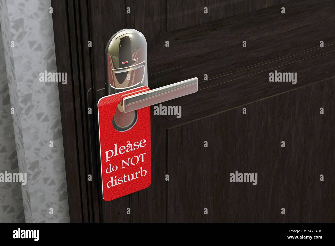 Don Not Disturb Sign Hanging on Room Door in a Fancy Hotel 3D ...