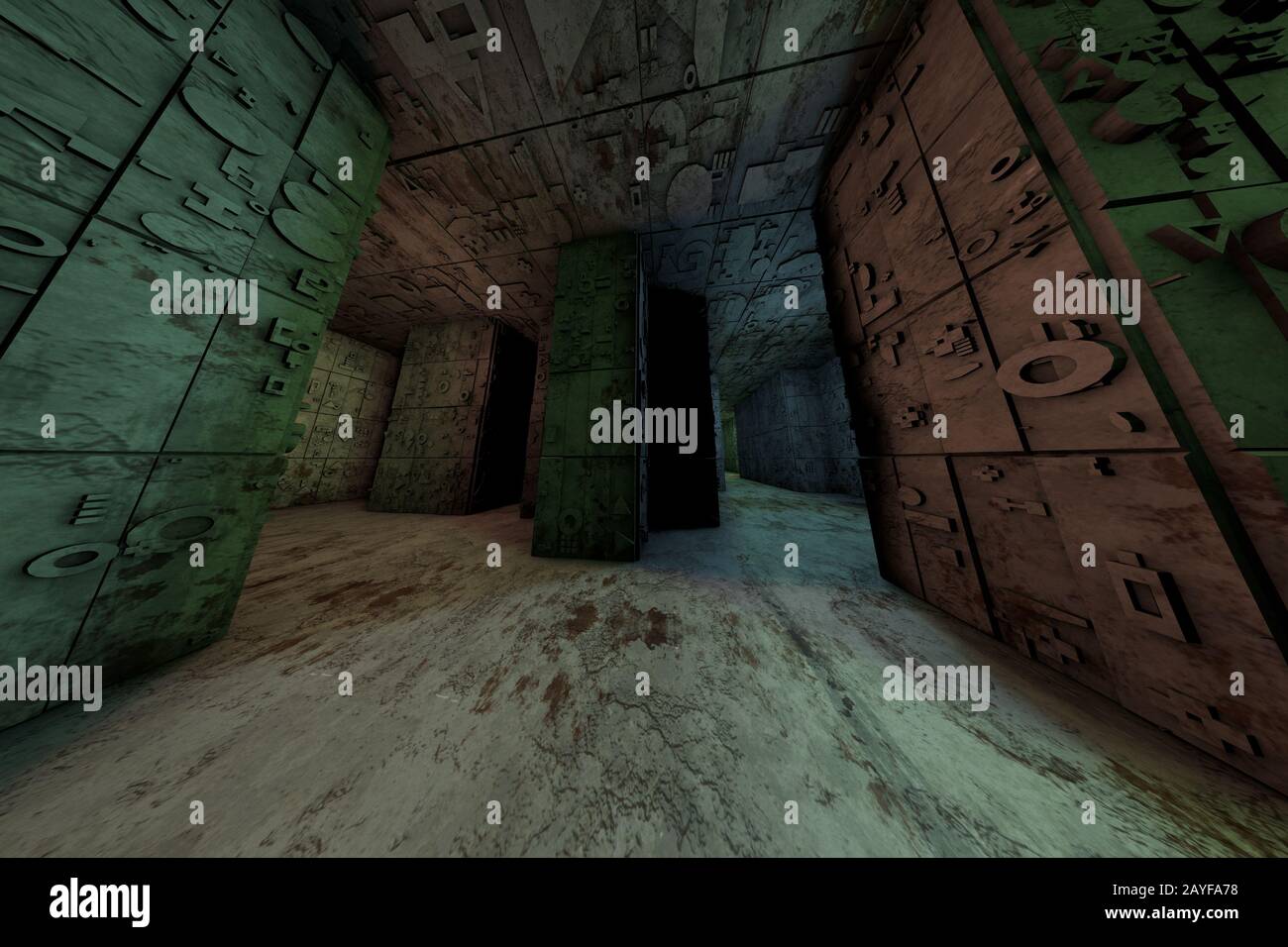 Mysterious Enigmatic Maze Labyrinth 3D Illustration Stock Photo - Alamy