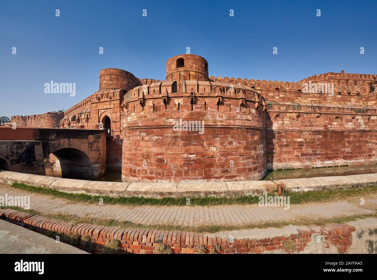 rampart of Agra Fort, Agra, Uttar Pradesh, India Stock Photo