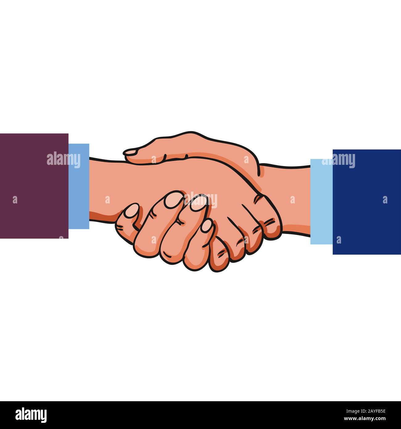 Two adult hands performing a handshake after agreement, contract or before meeting, greeting - for politics, finance, business, economy Stock Photo