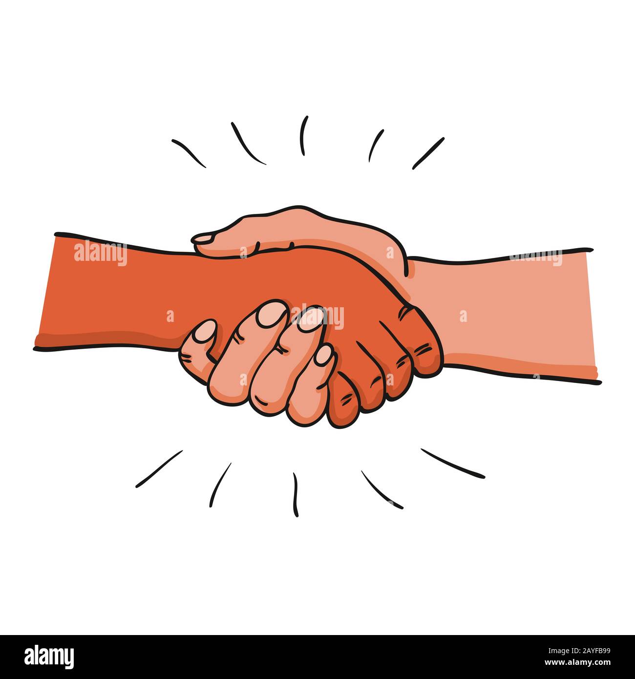 Two adult hands performing a handshake after agreement, contract or before meeting, greeting - for politics, finance, business, economy Stock Photo