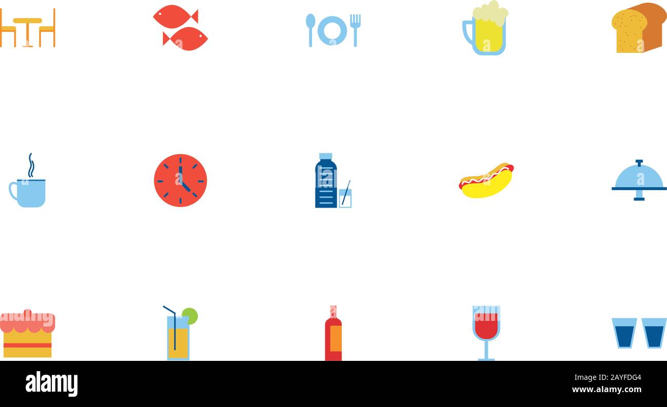bundle of restaurant set flat icons Stock Vector Image & Art - Alamy