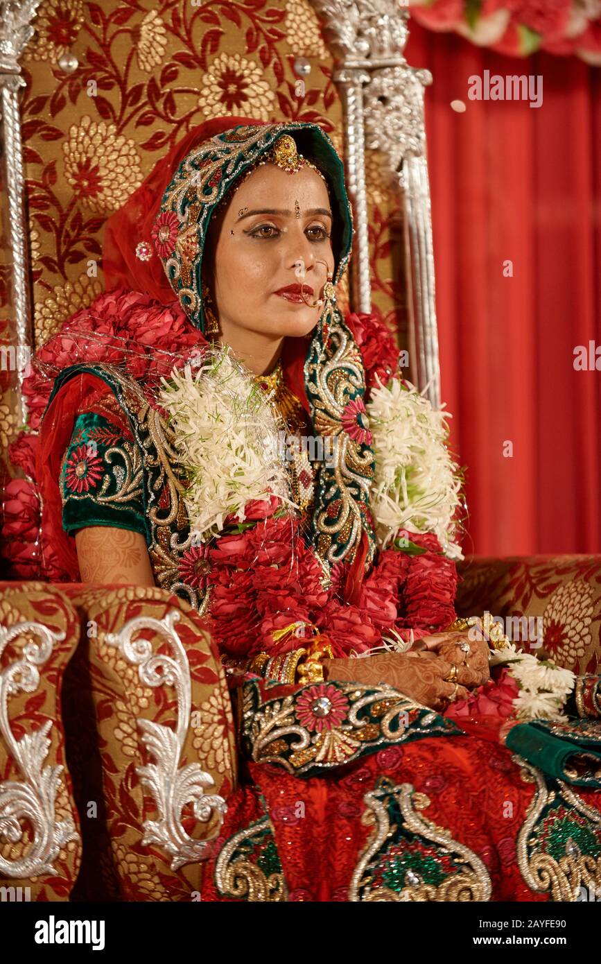 bride on traditional Indian wedding, Jodhpur, Rajasthan, India Stock Photo