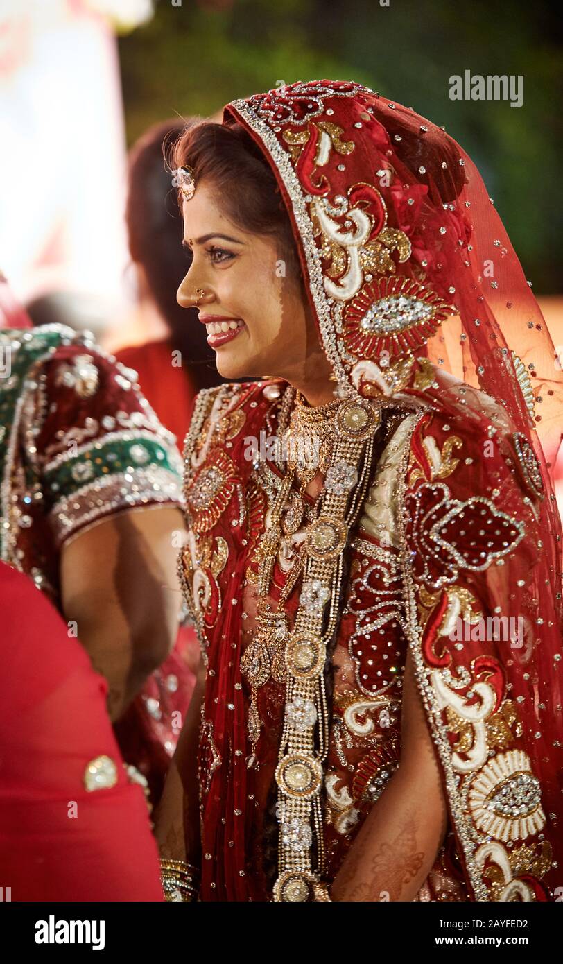 beautiful Indian woman with typical clothes on traditional Indian wedding, Jodhpur, Rajasthan, India Stock Photo