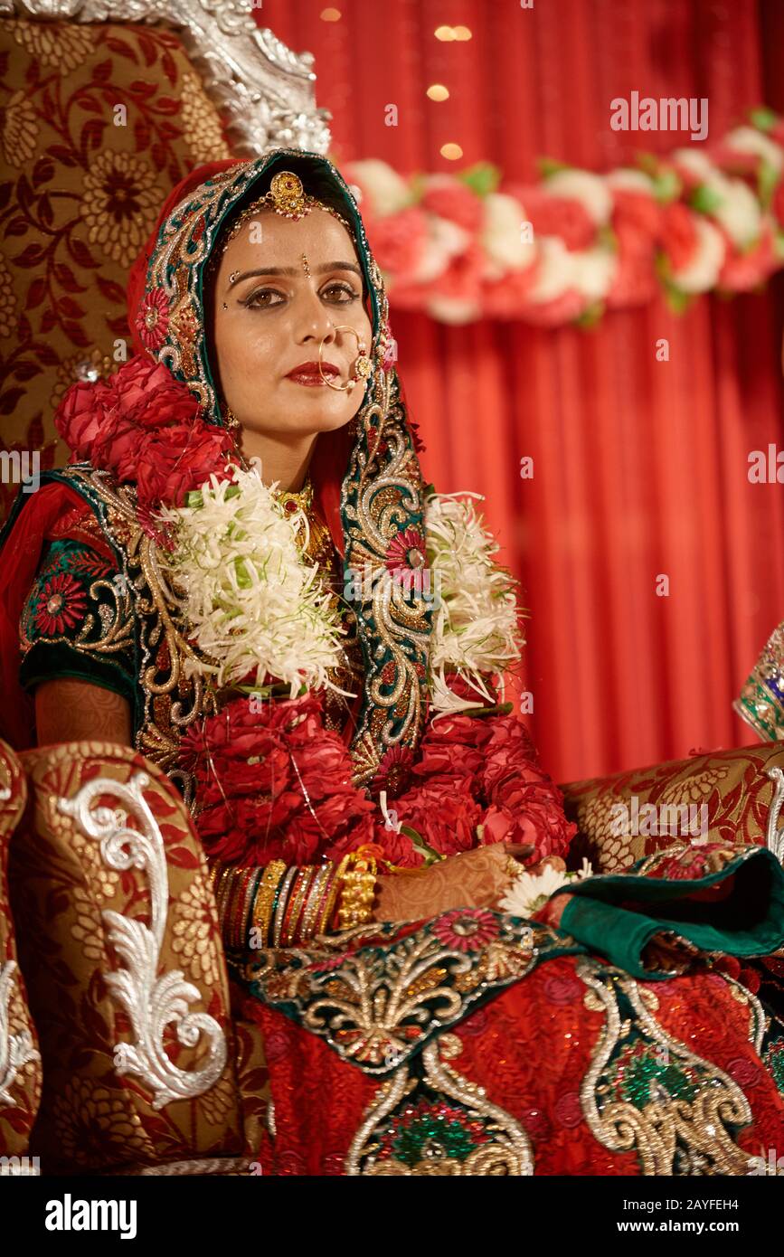 bride on traditional Indian wedding, Jodhpur, Rajasthan, India Stock
