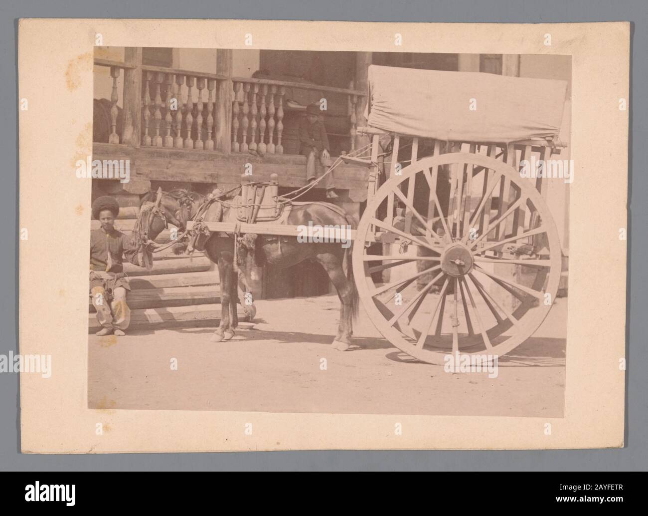 Man with a horse and cart, probably in Baku in Azerbaijan, unknown, c. 1870 - c. 1890.jpg - 2AYFETR Stock Photo