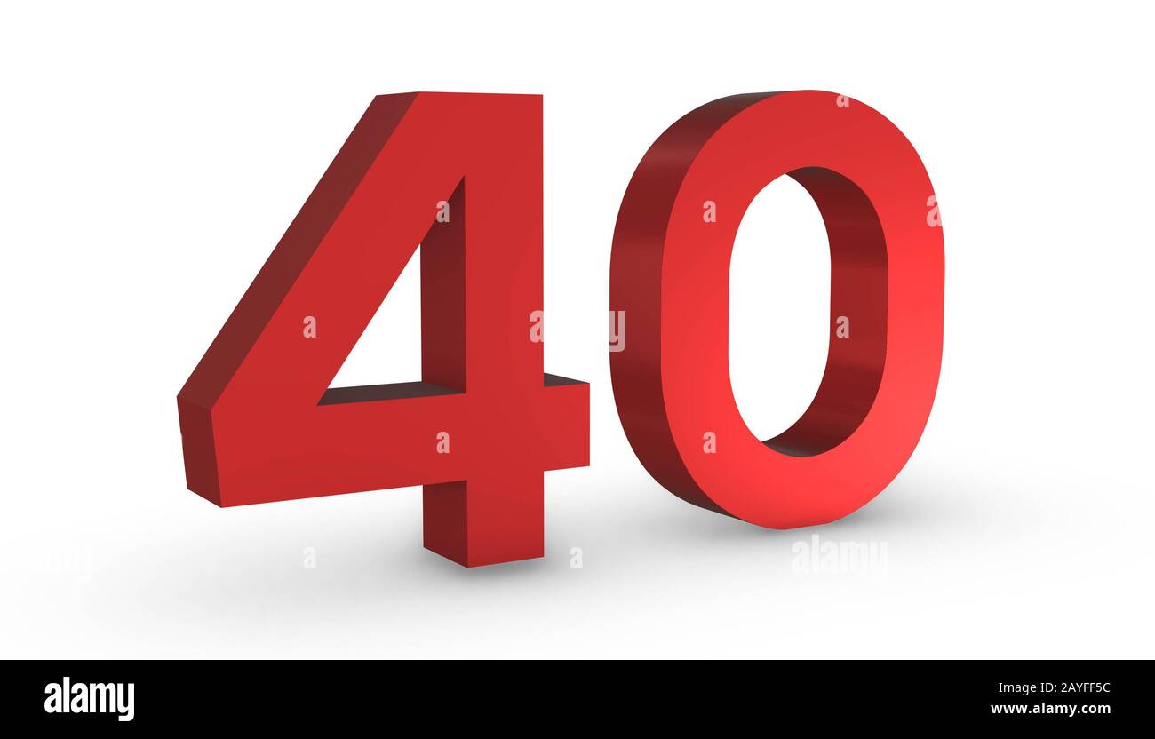 3d Shiny Red Number Forty 40 Isolated On White Background Stock Photo Alamy