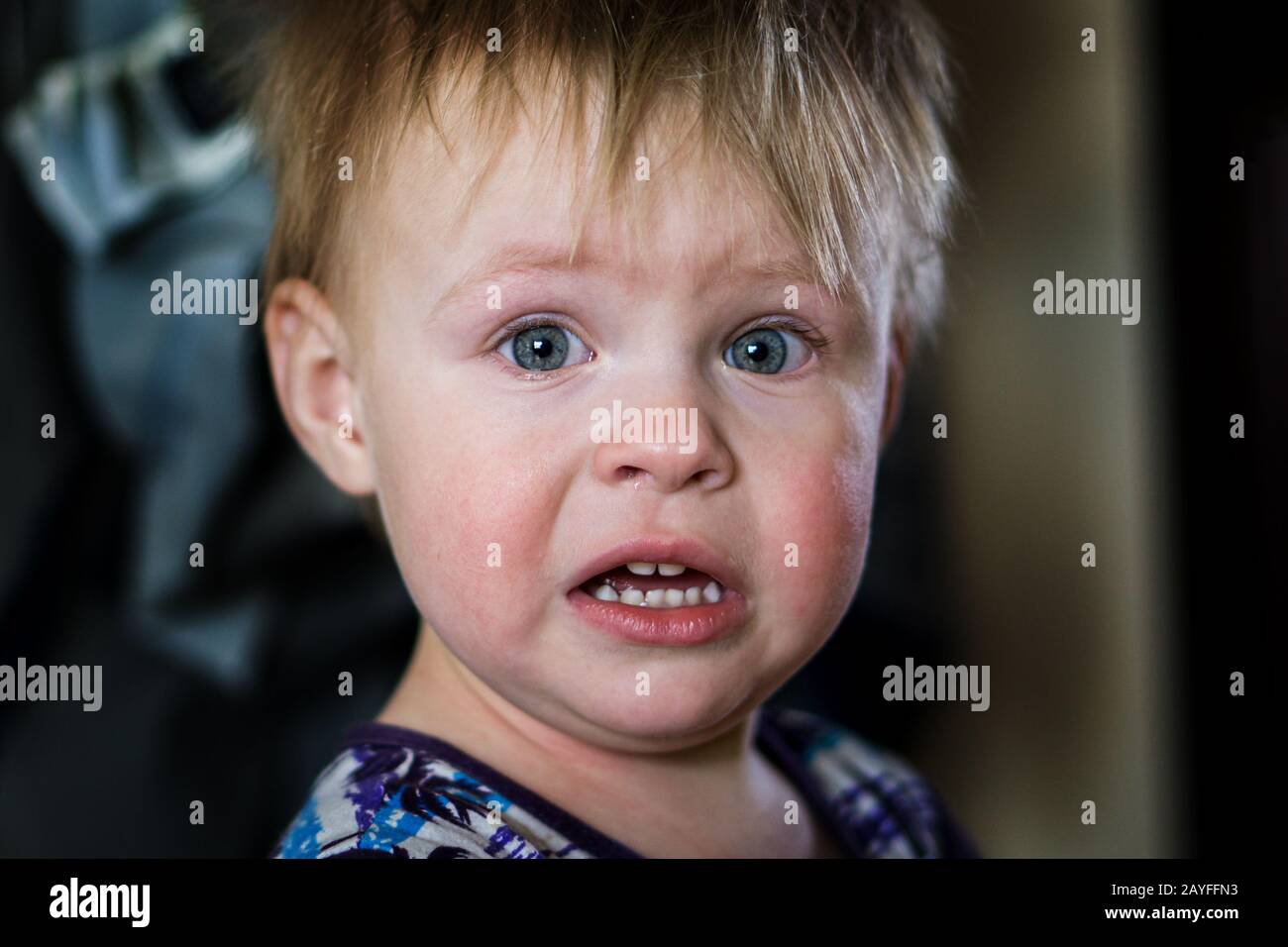 Closeup of a crying boy. Upset child Stock Photo