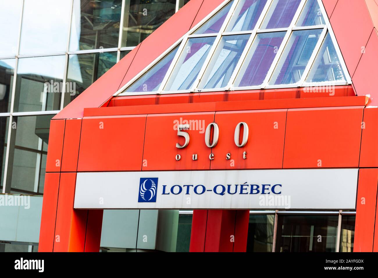 Montreal Quebec Canada January 5 2020: Lotto Quebec building on Sherbrooke St Montreal Stock Photo