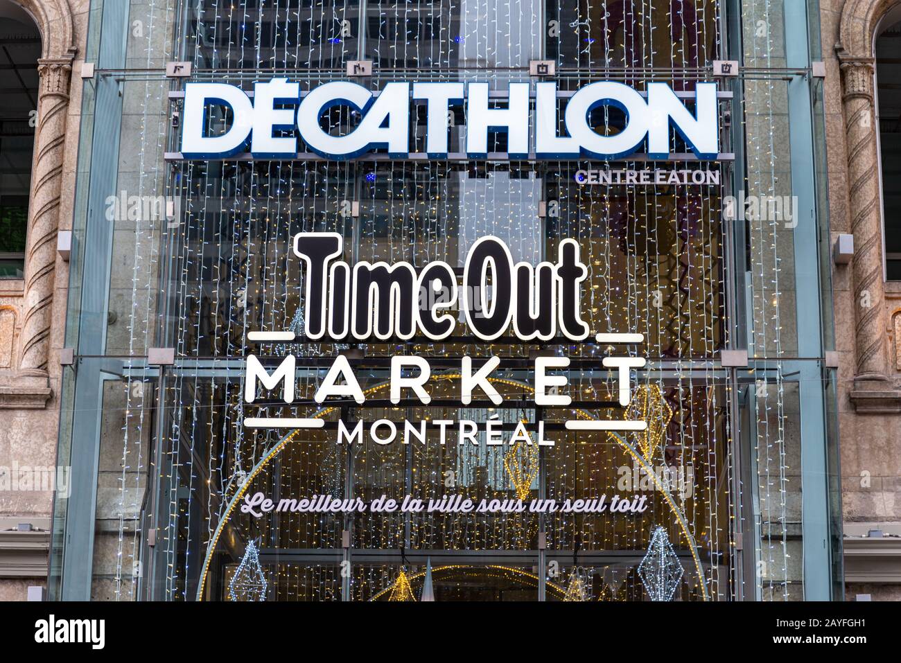 Montreal Quebec Canada December 29 2019: Timeout Market Montreal and  Decathlon sign Stock Photo - Alamy