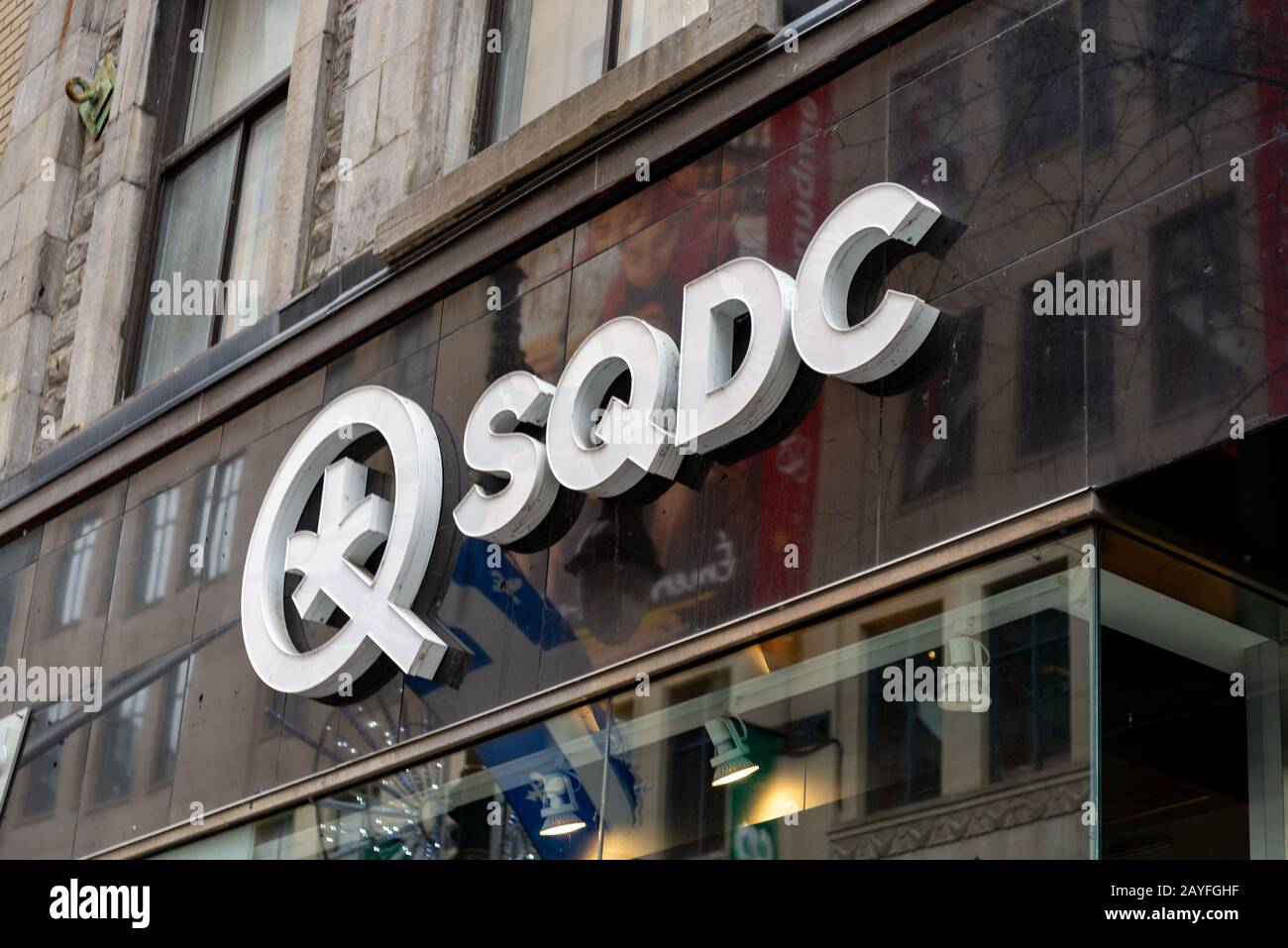 Montreal quebec canada december 29 2019; SQDC marijuana store, Société québécoise du cannabis Stock Photo