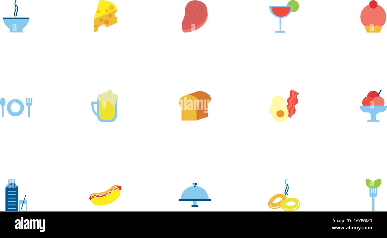 bundle of restaurant set flat icons Stock Vector Image & Art - Alamy