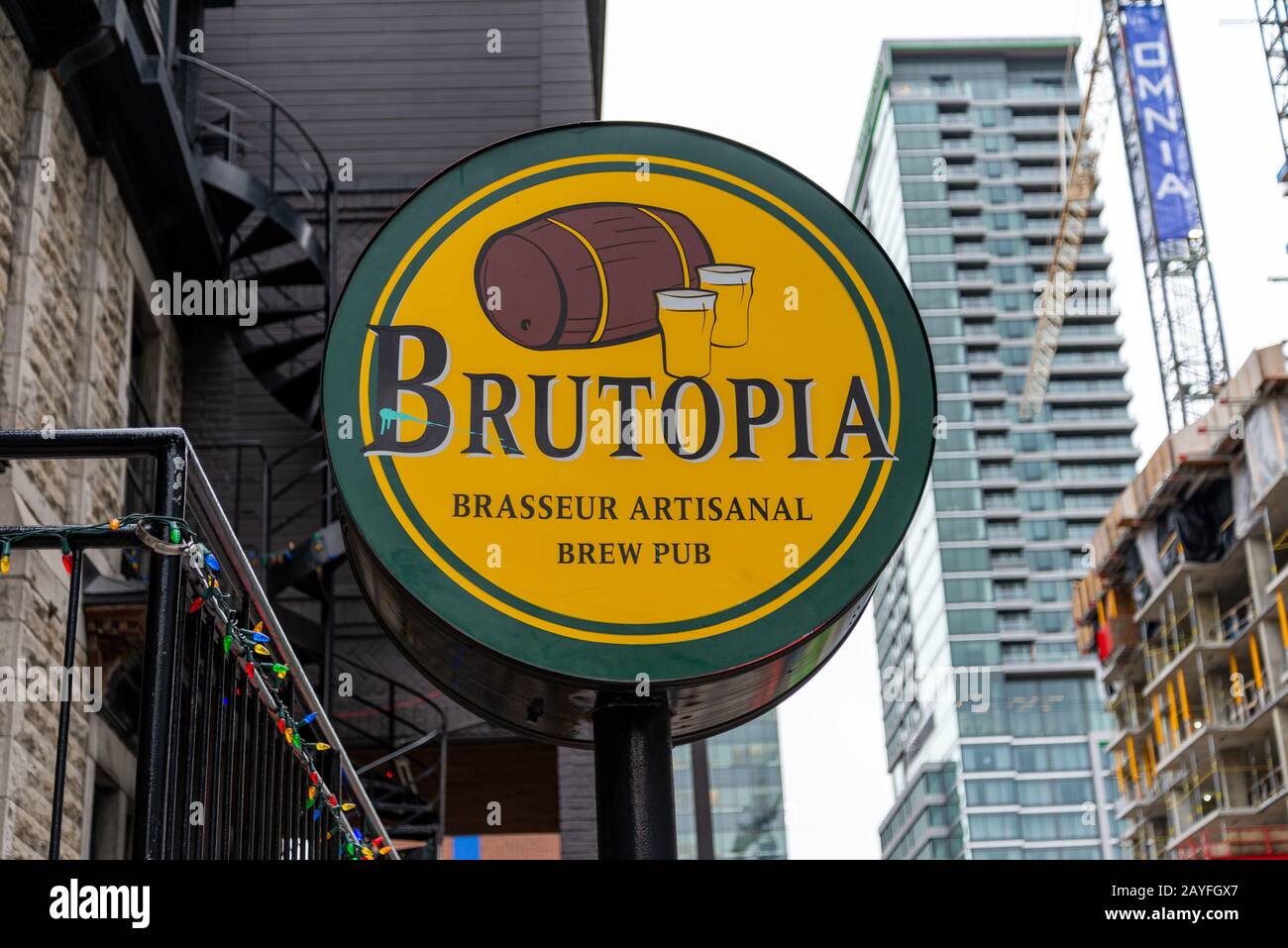 Montreal Quebec Canada December 29 2019: Brutopia brasseur artisanal, brew pub Stock Photo