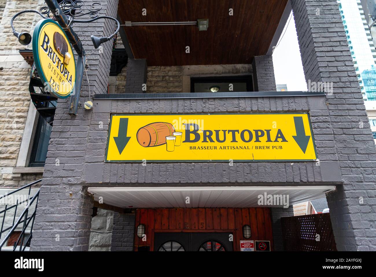 Montreal Quebec Canada December 29 2019: Brutopia brasseur artisanal, brew pub Stock Photo