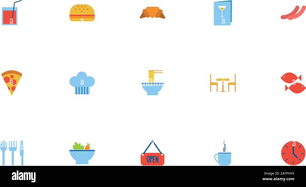 bundle of restaurant set flat icons Stock Vector Image & Art - Alamy