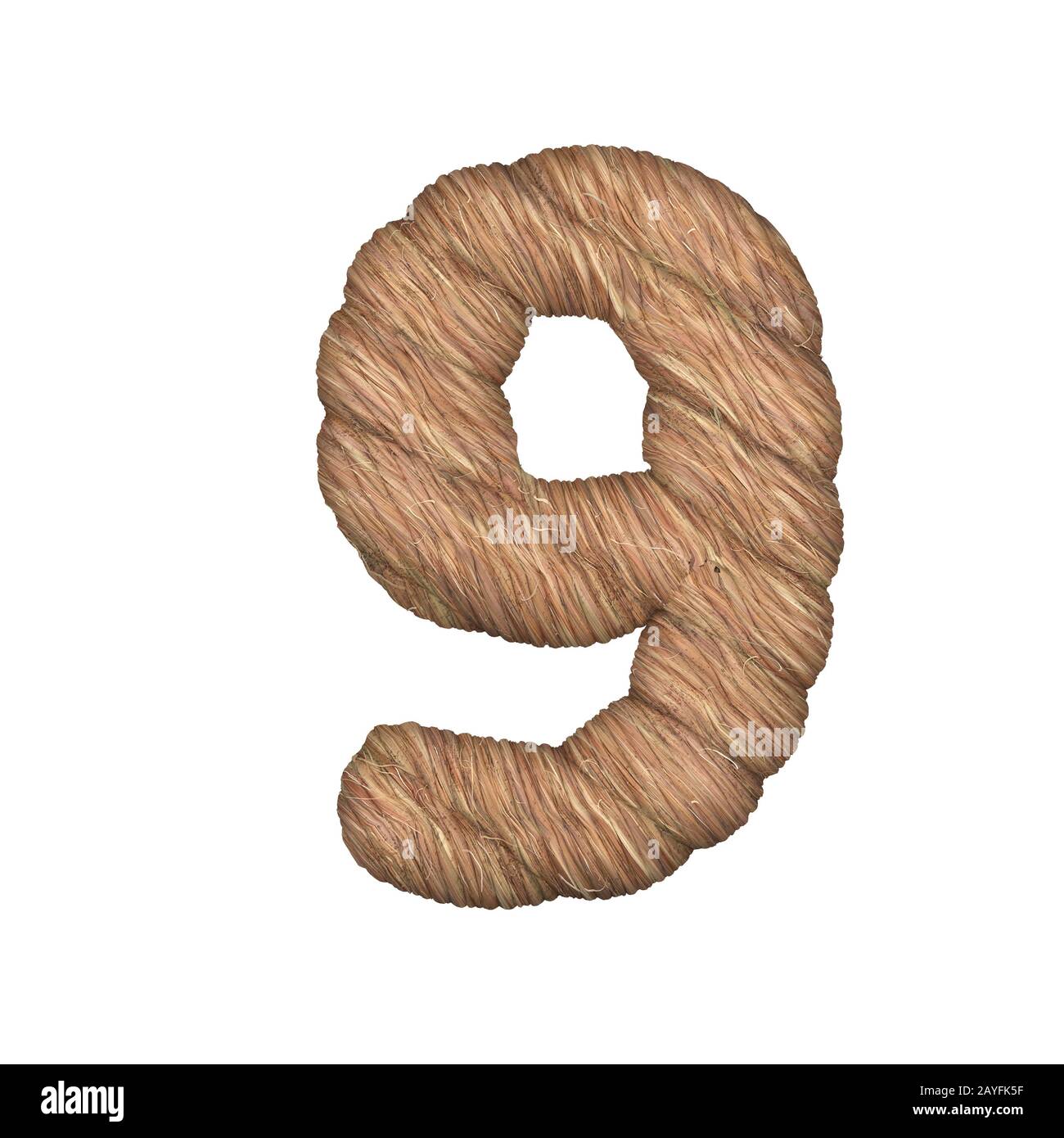 Letter stylized in the form of a rope - 3D render Stock Photo