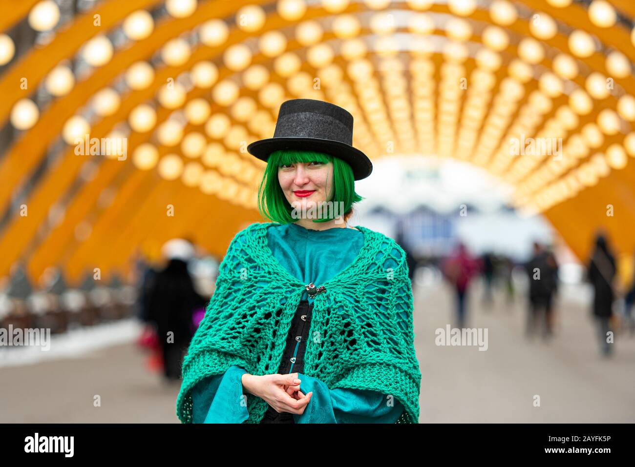 MOSCOW - MAR 16: People celebrating St. Patrick's Day in Sokol'niki Park in Moscow on March 16. 2019 in Russia Stock Photo