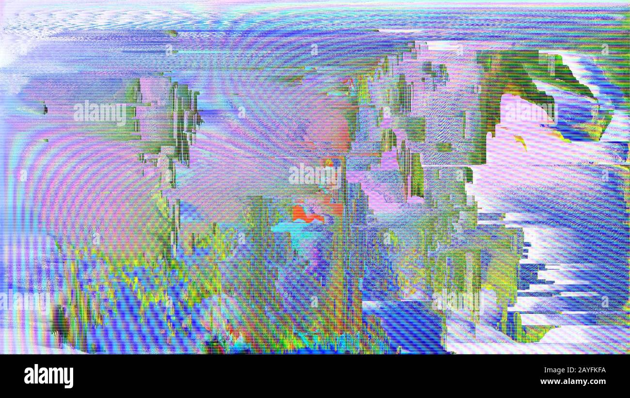 PIxels defect digital glitch 3d prism color surface screen Stock Photo