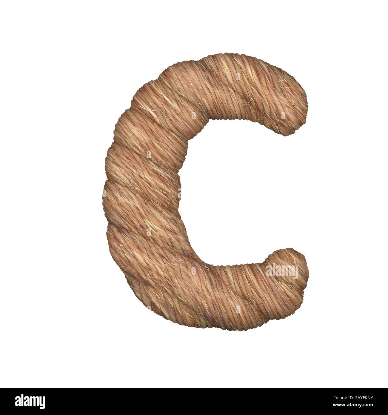 Letter stylized in the form of a rope - 3D render Stock Photo
