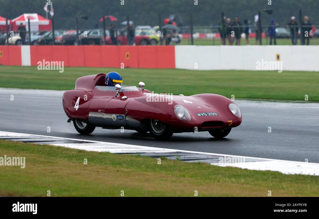 Philip Champion driving his Red, 1956, Lotus XI Le Mans, down the Wellington Straight, during the Stirling Moss Trophy For Pre 61' Sportscars. Stock Photo