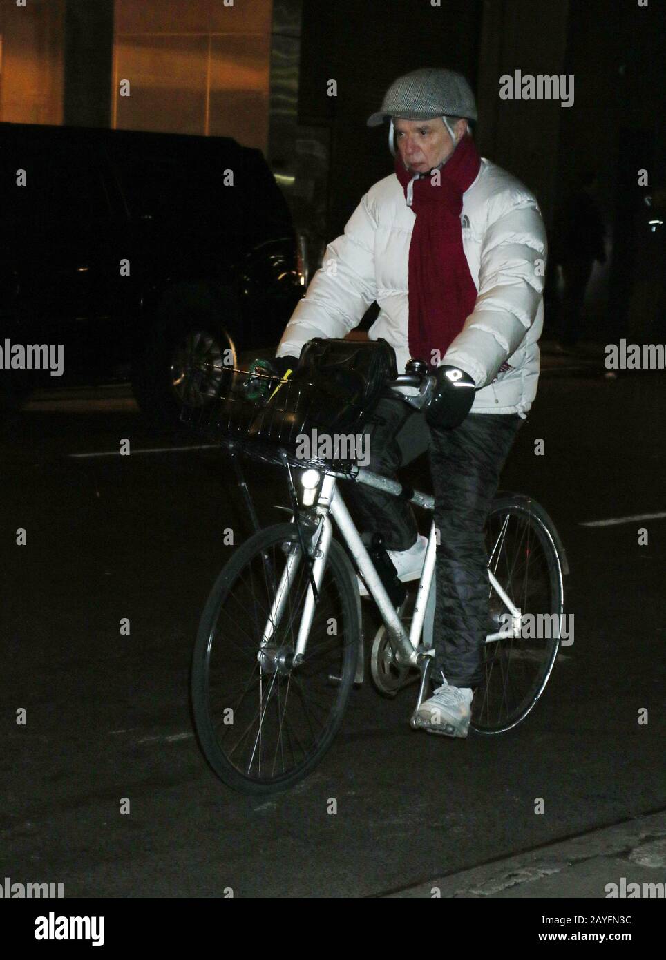 New York, NY, USA. 14th Feb, 2020. David Byrne seen arriving to his Broadway show American Utopia at the Hudson Theatre in New York City on February 14, 2020. Credit: Rw/Media Punch/Alamy Live News Stock Photo