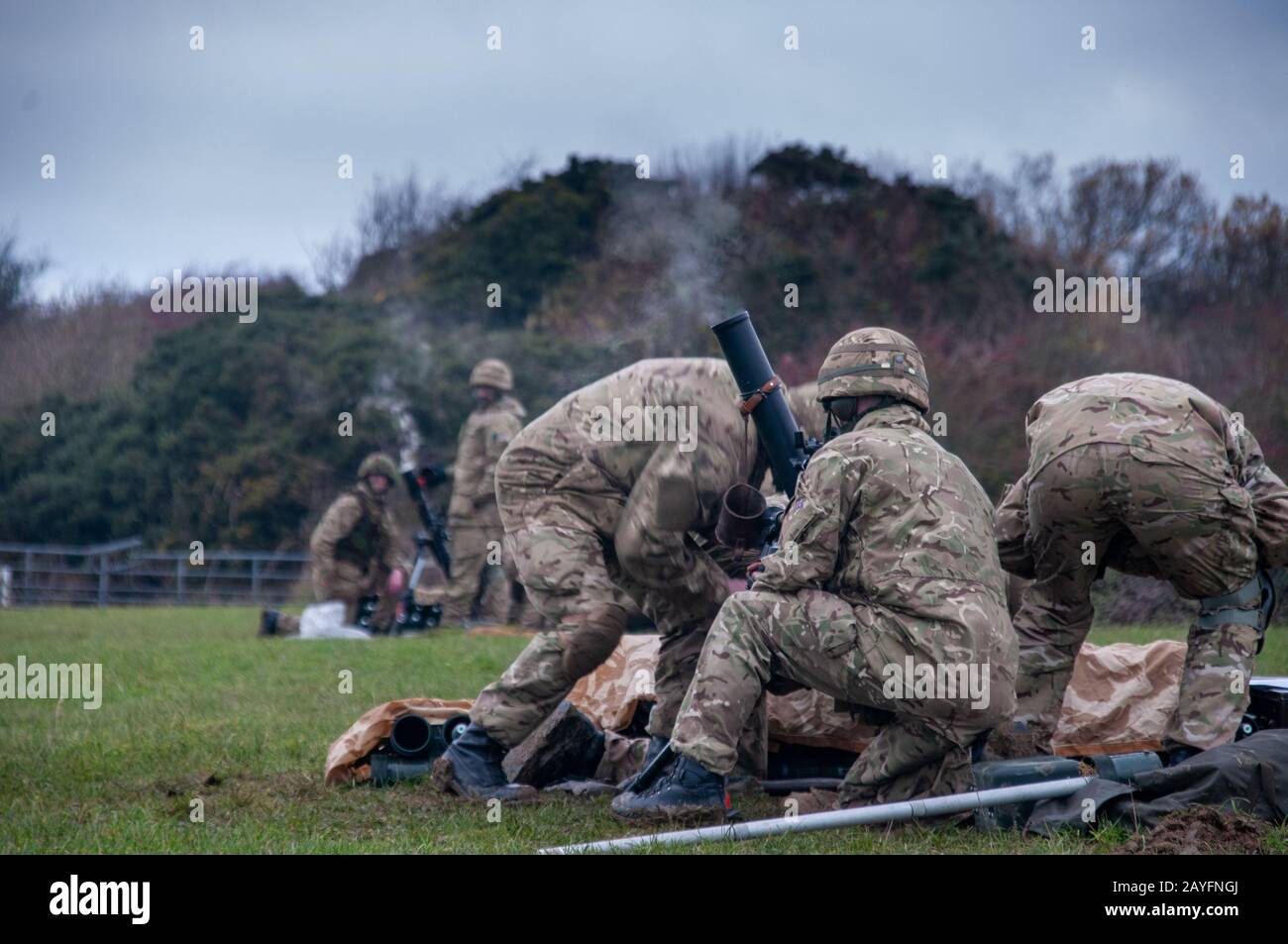British Army troops from the 3rd Battalion, The Rifles on a training exercise on Kirkcudbright Training Area, Dumfries and Galloway southwest Scotland Stock Photo
