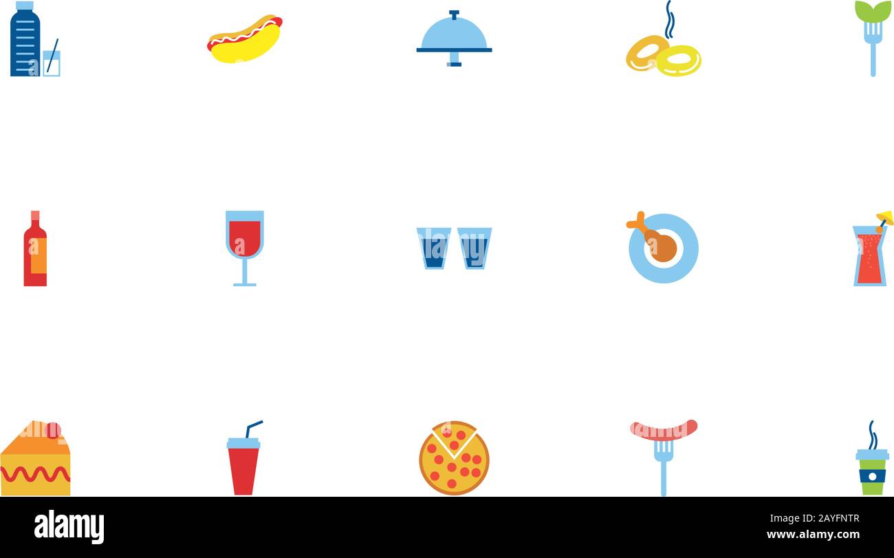 bundle of restaurant set flat icons Stock Vector Image & Art - Alamy