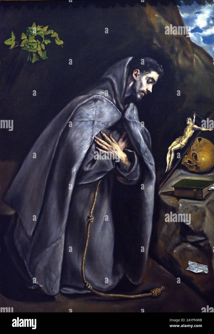 Saint Francis in prayer 1590 El Greco (Domenikos Theotokópoulos) 1541 ...