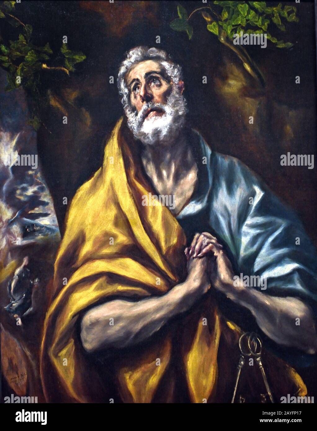 Saint Pierre - Peter penitent 1595-1600 El Greco (Domenikos Theotokópoulos) 1541- 1614, 17th, century, Spain, Spanish, Greek, Greece. Stock Photo