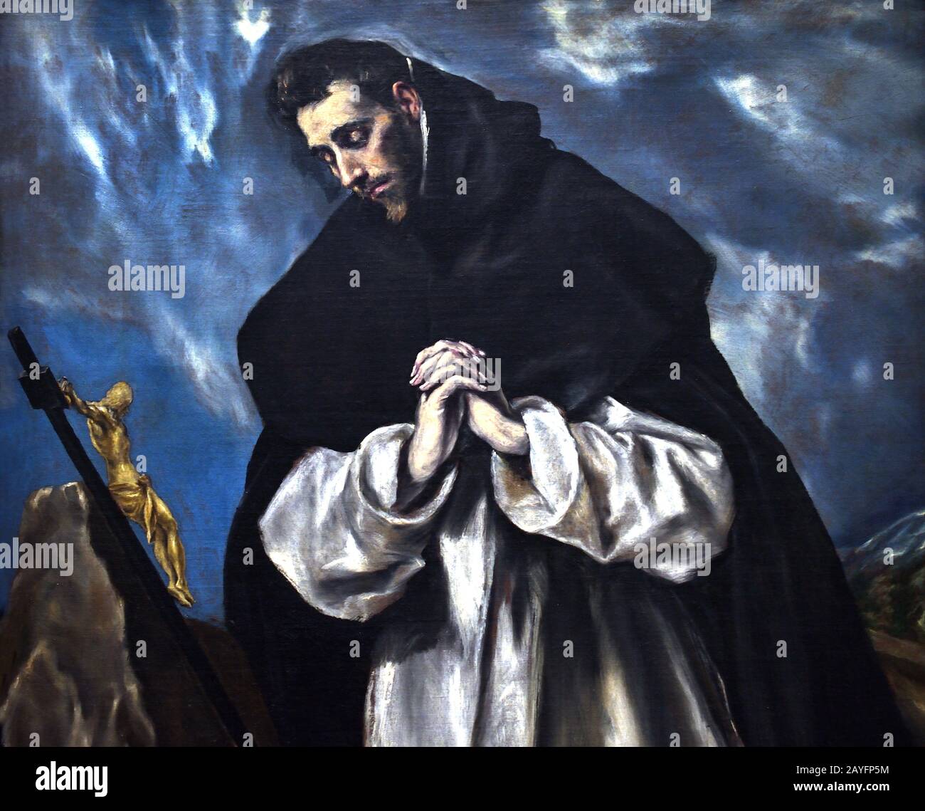 St Dominic in Prayer 1586-1590 El Greco (Domenikos Theotokópoulos) 1541- 1614, 17th, century, Spain, Spanish, Greek, Greece. Stock Photo