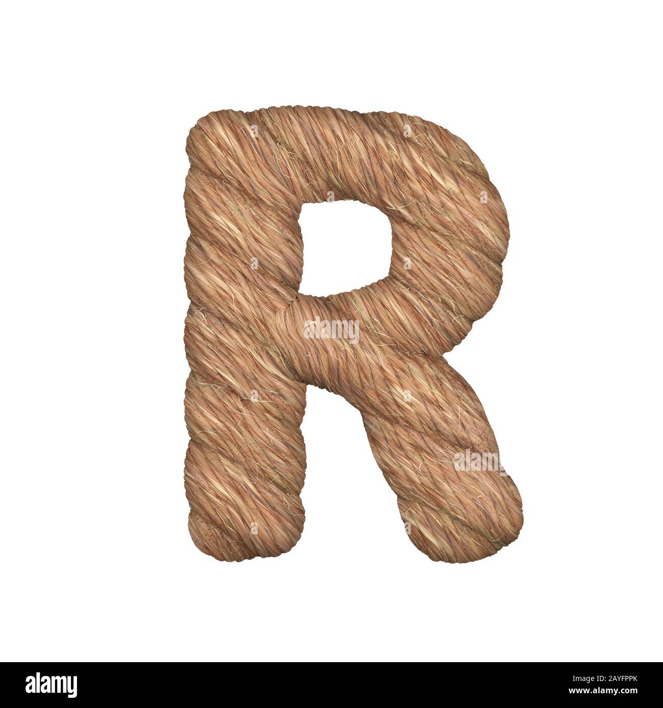 Letter stylized in the form of a rope - 3D render Stock Photo - Alamy