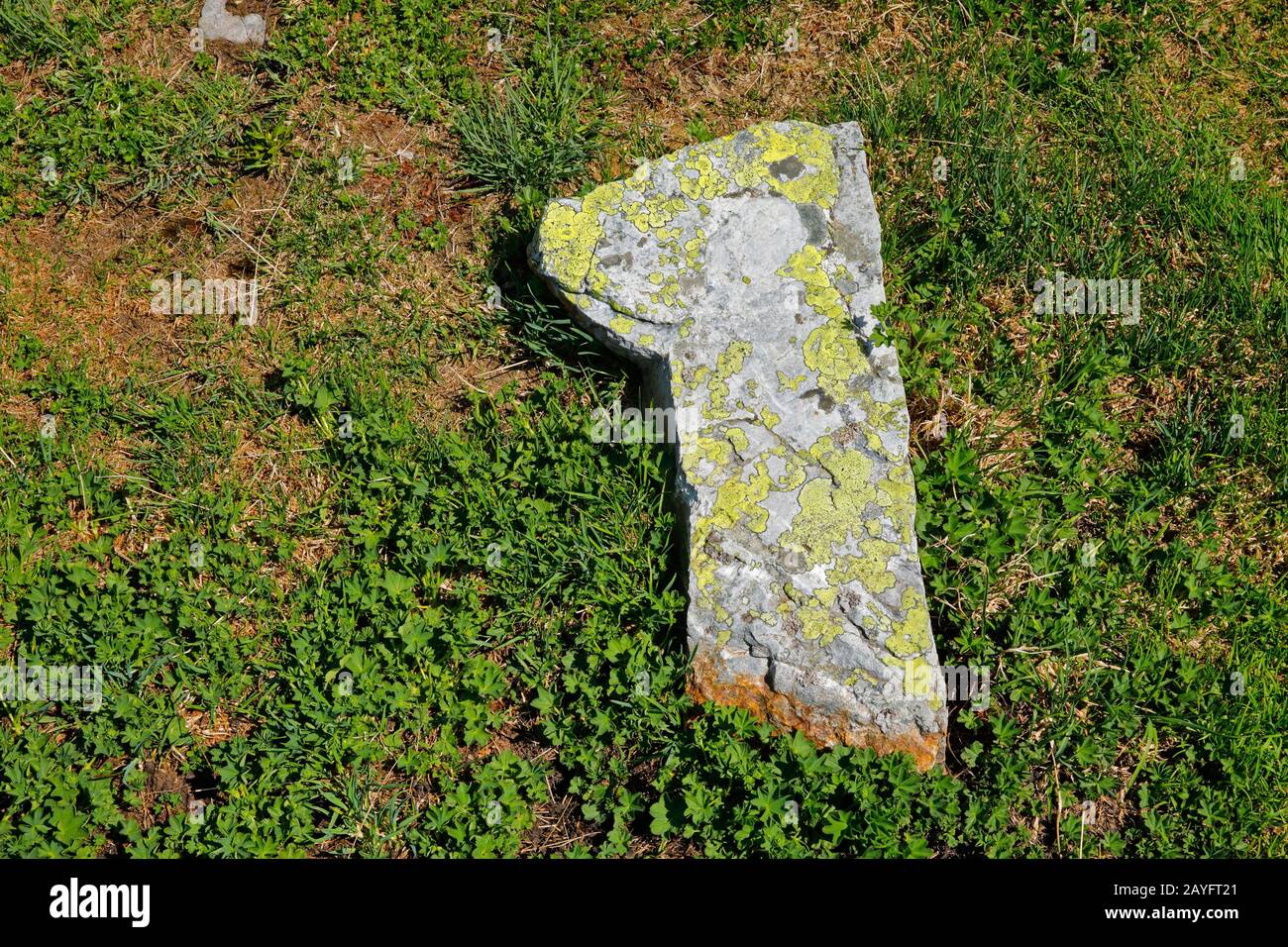 rock in shape of a 1, Switzerland Stock Photo