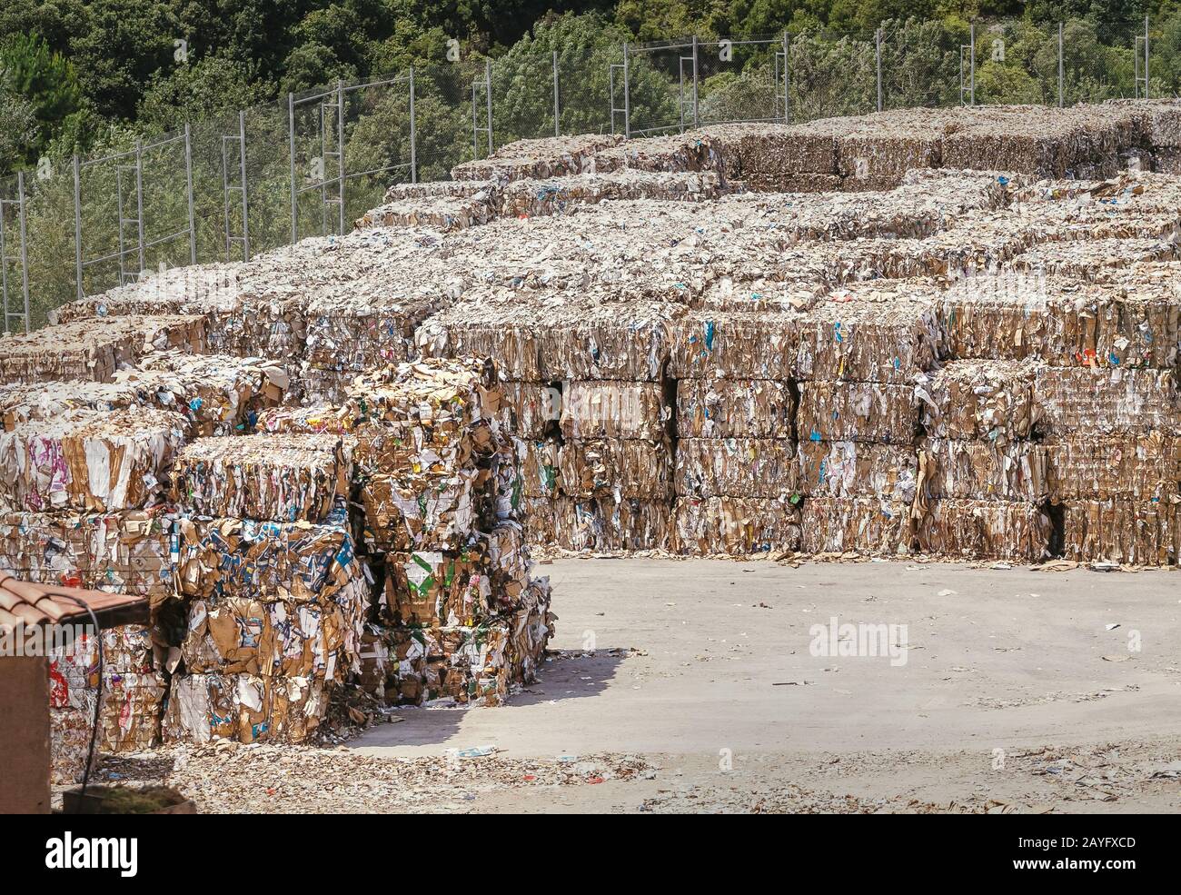 Stack of pressed garbage and trash at recycle plant Stock Photo Alamy