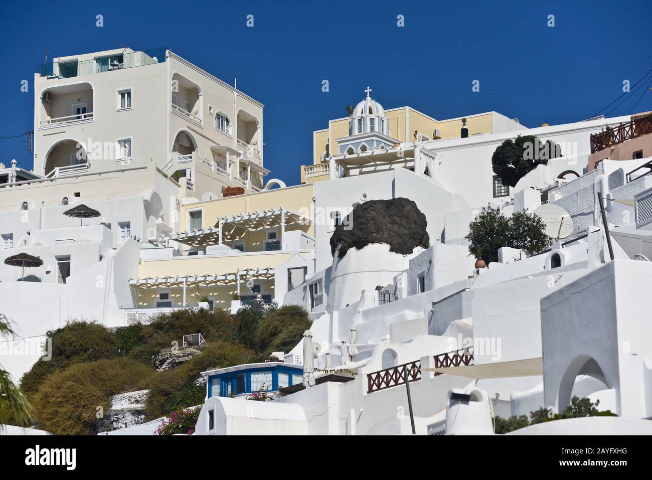 White-washed houses in Fira, Stantorini. Greece Stock Photo