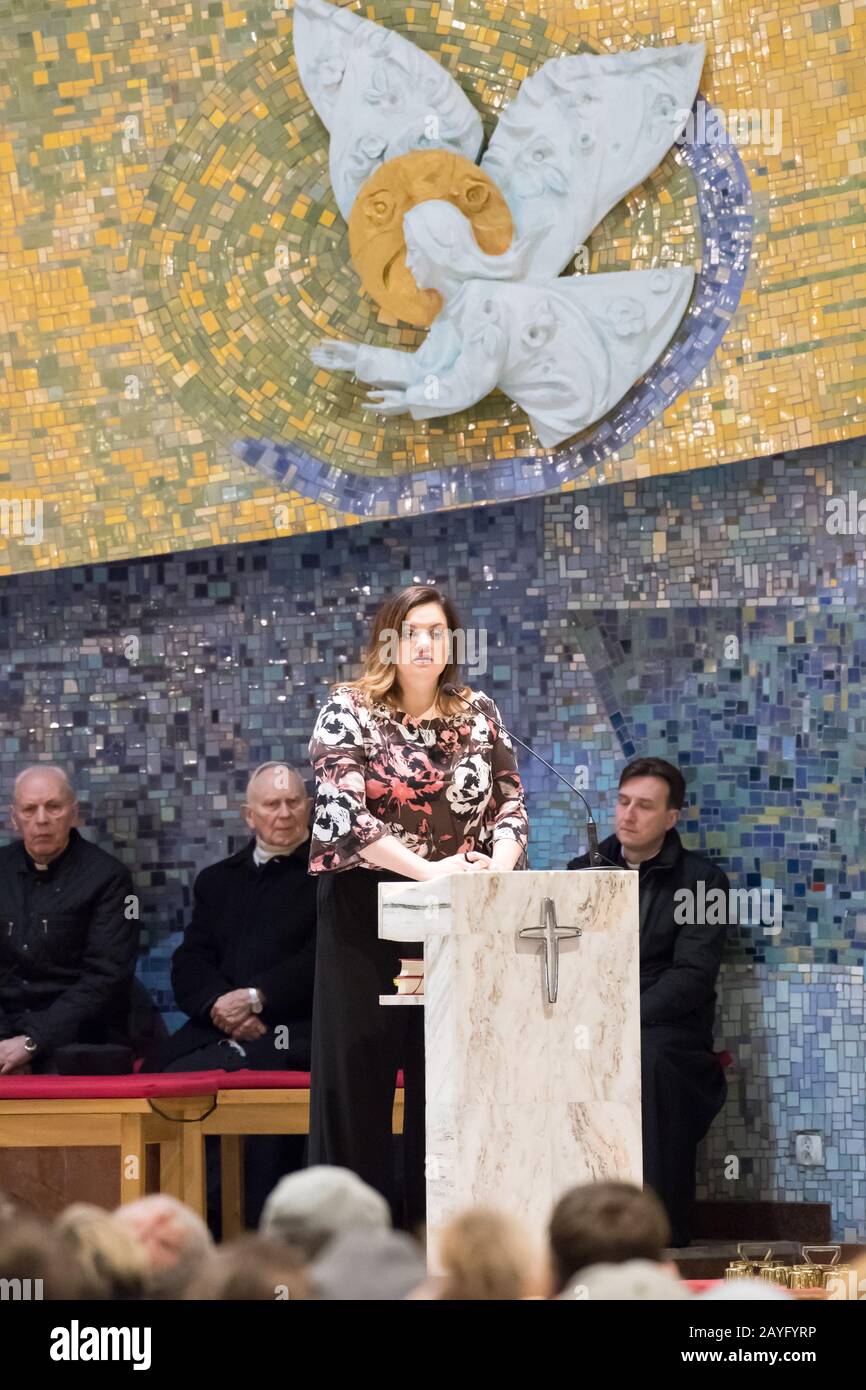 Abby Johnson, former Planned Parenthood clinic director and American anti-abortion activist during her visit in Poland in Rumia, Poland. February 14th Stock Photo