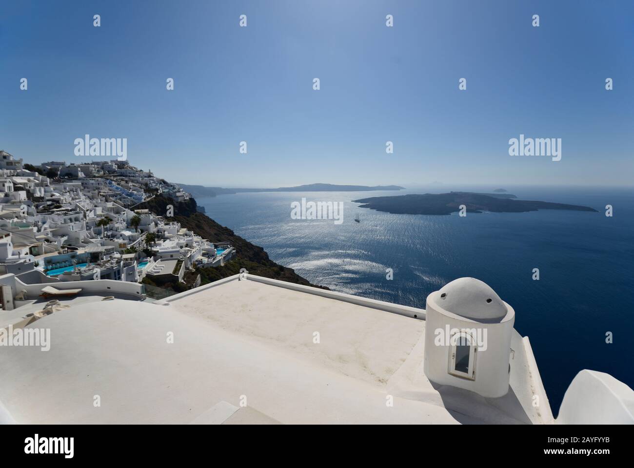 White-washed houses in Fira, Stantorini. Greece Stock Photo