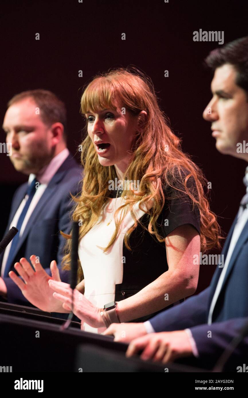 Glasgow, UK. 15th Feb, 2020. UK Labour Party Hustings for the Deputy Leader of the UK Labour Party Leadership 2020. Pictured: Angela Rayner MP Credit: Colin Fisher/Alamy Live News Stock Photo