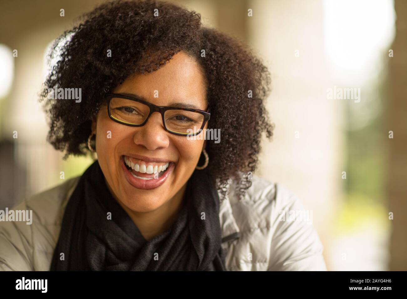 Confident Happy African American Woman Smiling Outside Stock Photo - Alamy