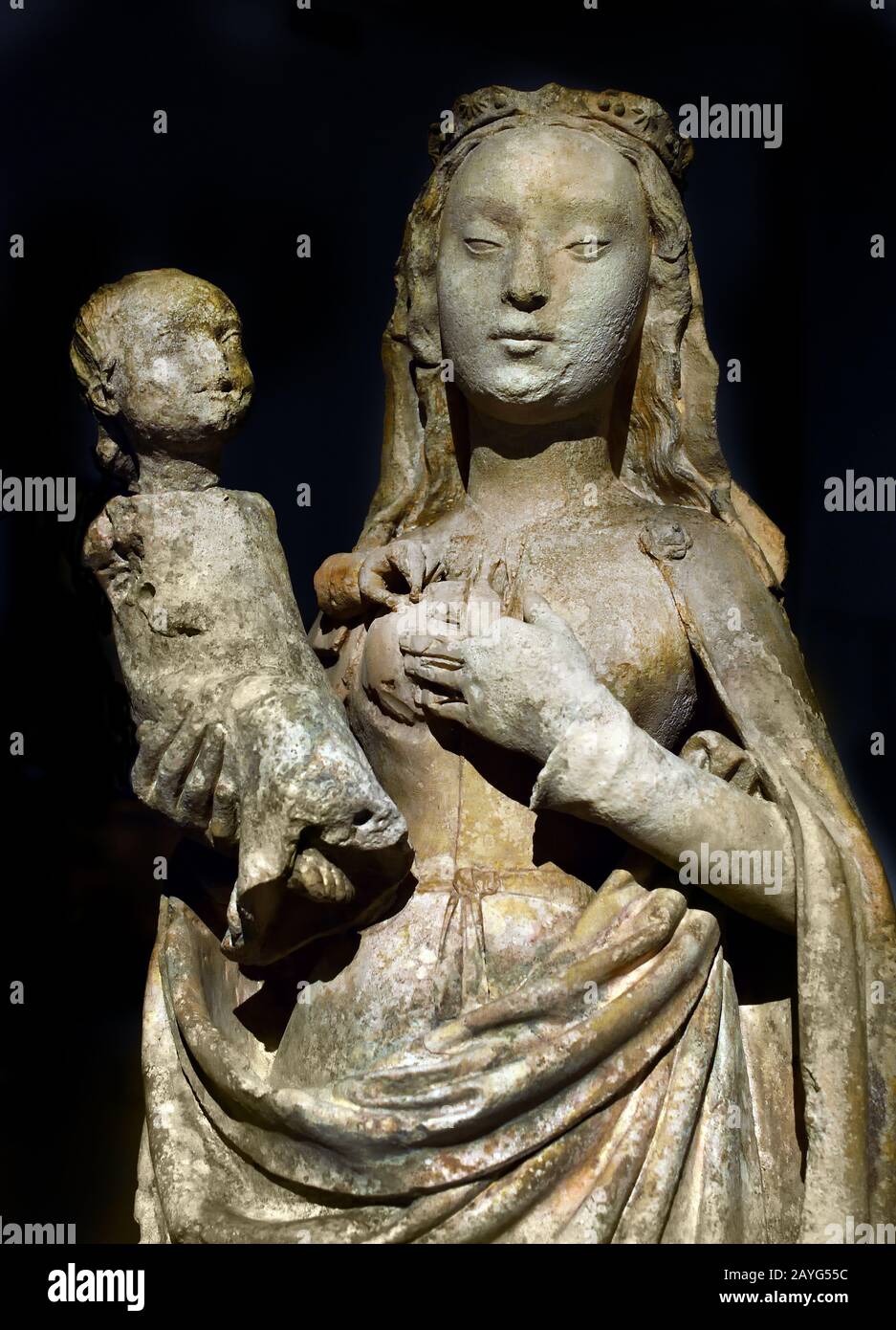 Virgin and Child 1500 Museum Poitiers French, France, ( remarkable sculpture  Poitou around 1500 ) Stock Photo