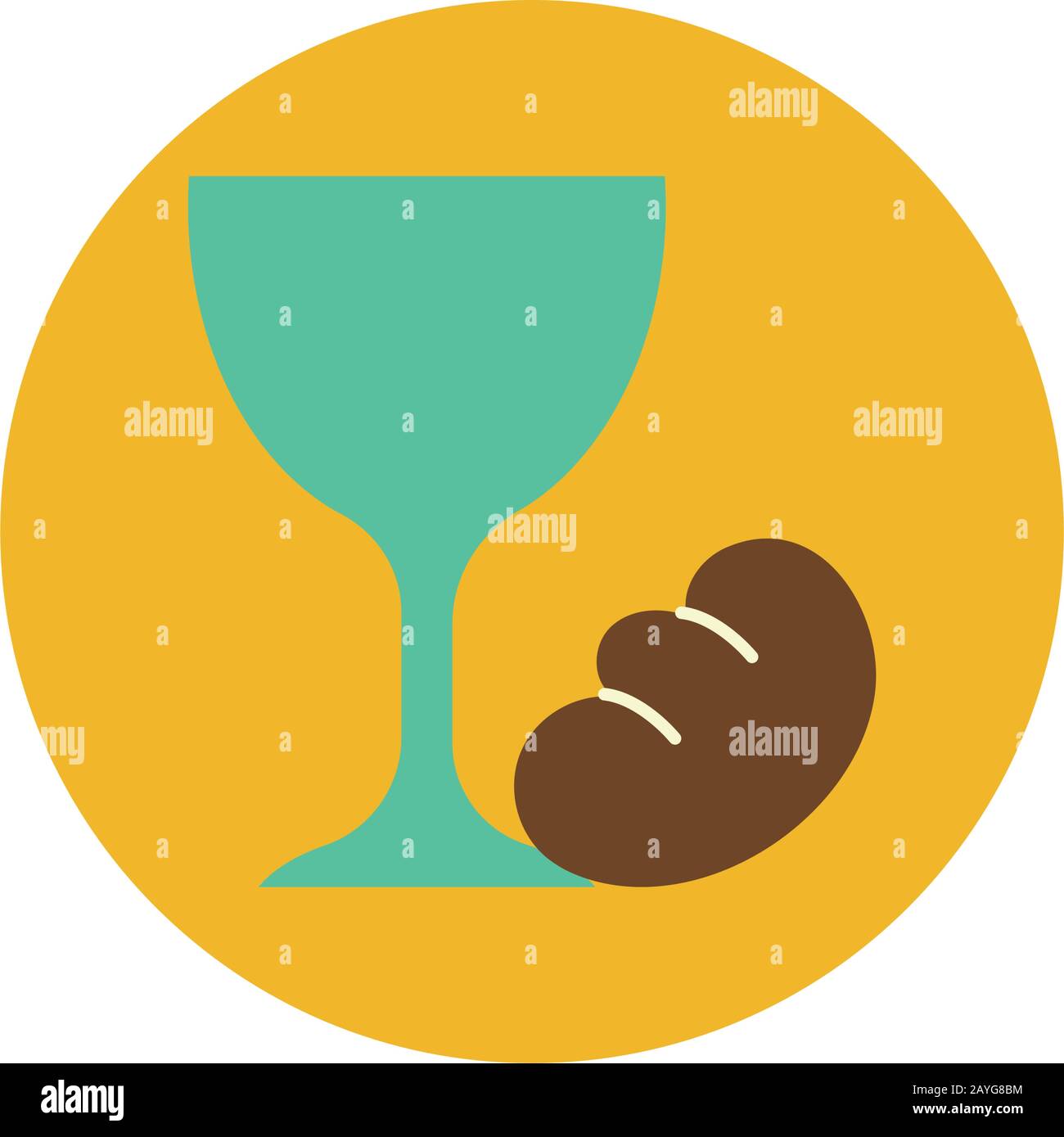 chalice and bread block and flat style Stock Vector