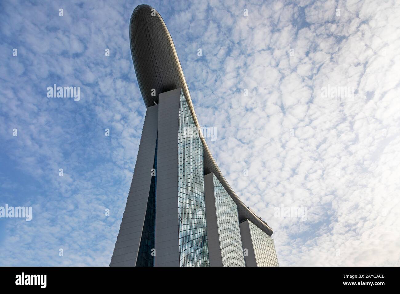 Marina Bay Sands Hotel, Singapore, Asia, with a modern architectural design with a ship shaped viewing platform Stock Photo