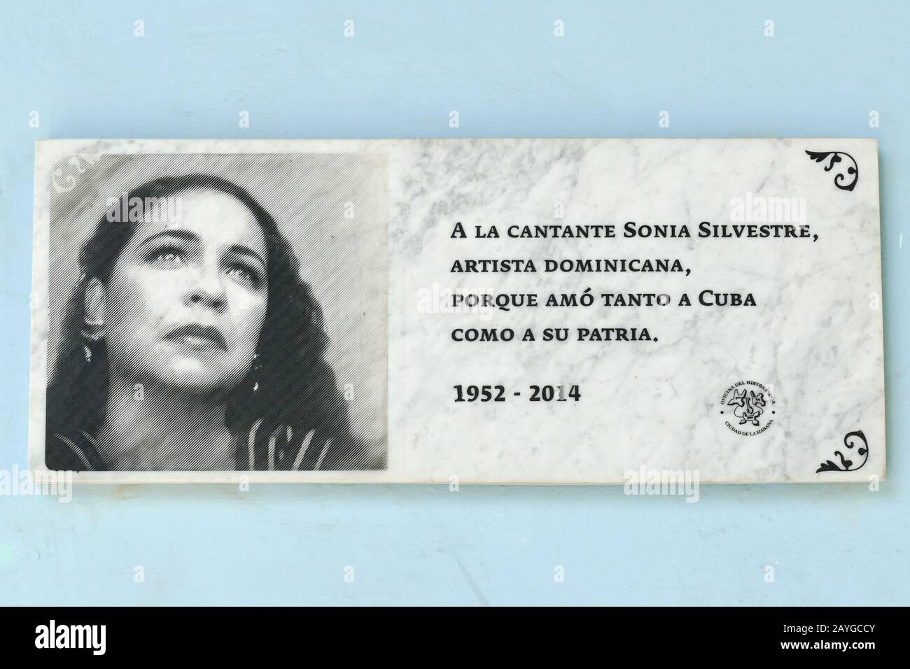Commemorative plaque in memory of singer Sonia Sylvestre. Havana. Cuba