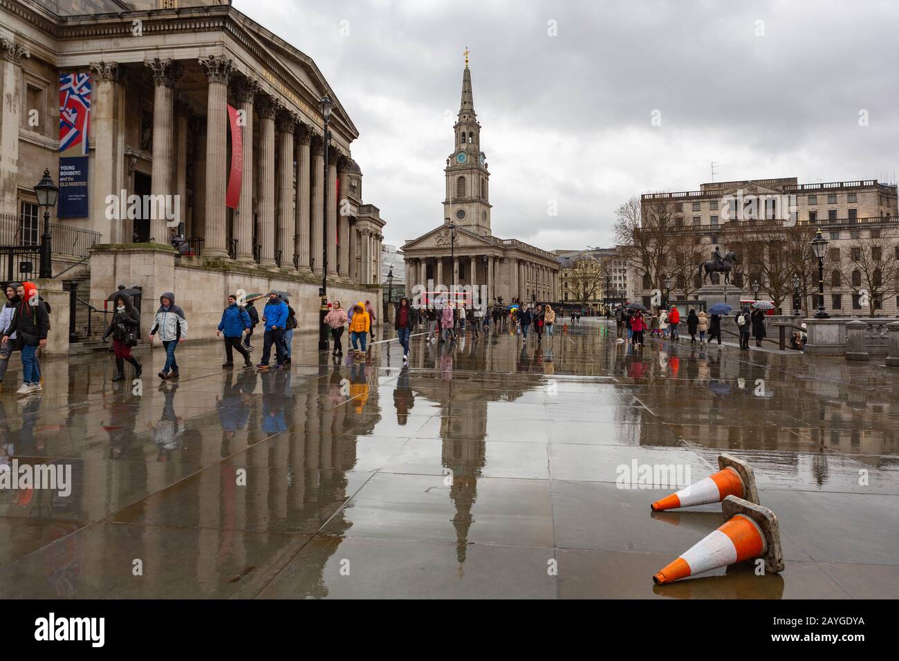 London, UK. 15th Feb, 2020. Rain and increasing wind in central London, before the arrival of Storm Denis. Penelope Barritt/Alamy Live News Stock Photo