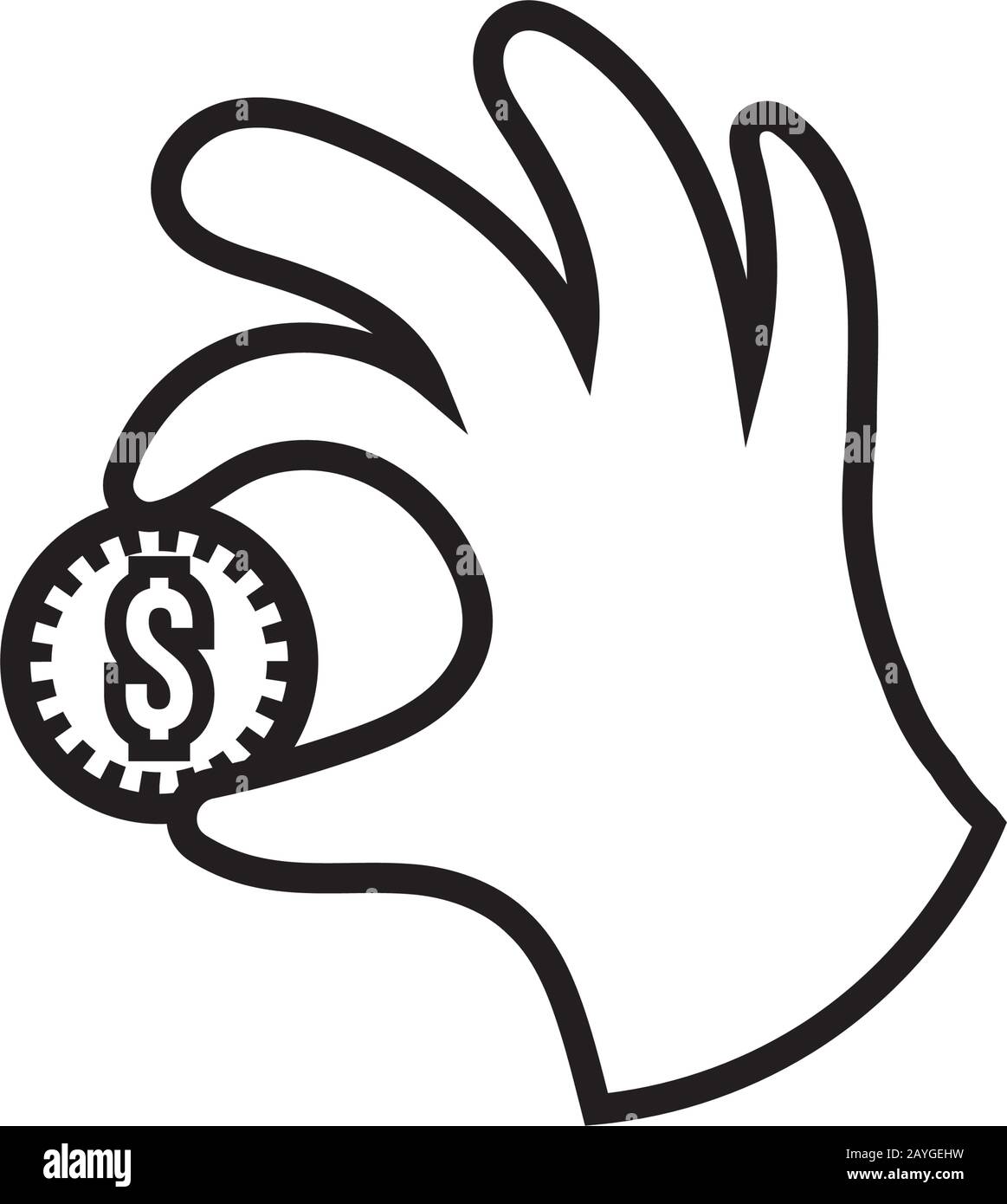 hand with coin money dollar line style icon Stock Vector Image & Art ...
