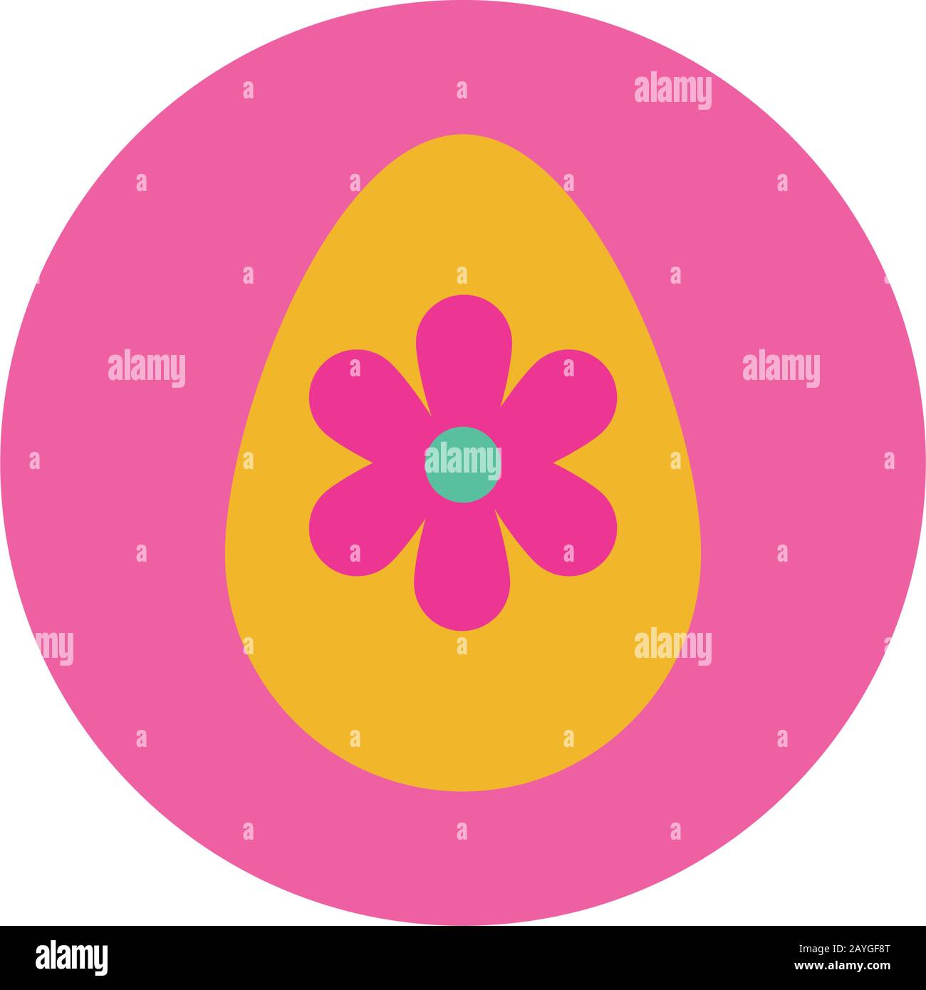 easter egg painted with flower block and flat style Stock Vector Image ...